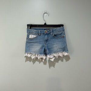 Vanilla Star Denim Shorts with Lace Trim